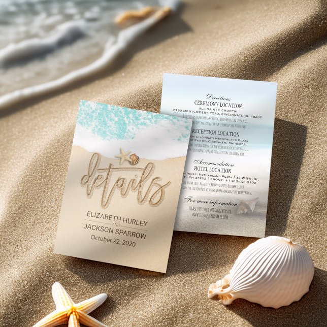 Wedding Detail Information Summer Beach Starfish Enclosure Card (Creator Uploaded)