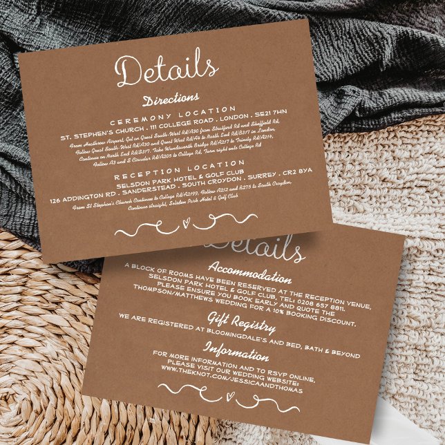 Wedding Detail Insert Card | Rustic Country Kraft (Creator Uploaded)