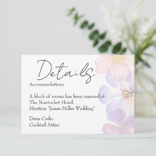 Wedding Details Card - Elegant Purple Floral Theme