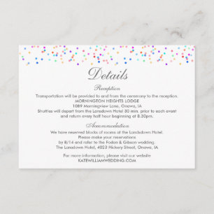 Wedding Details Colourful Rainbow Confetti Enclosure Card