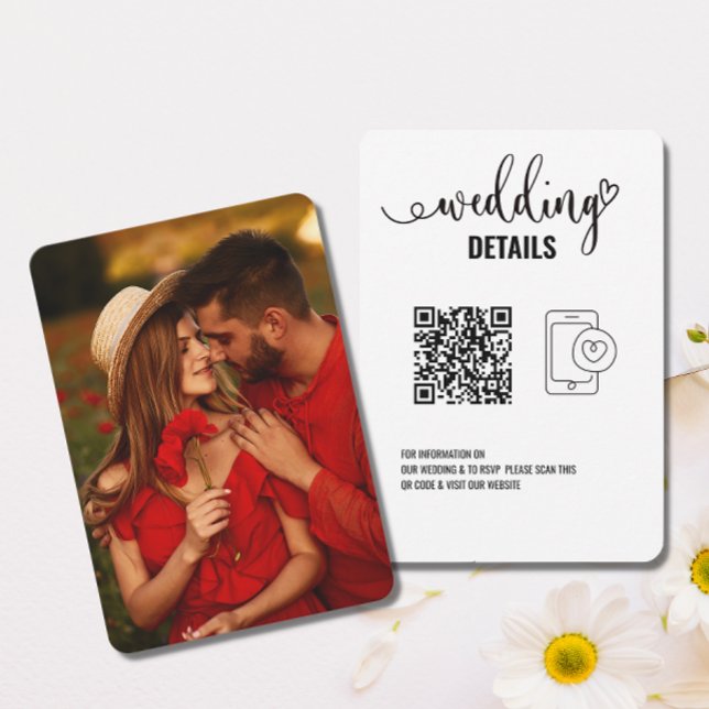 Wedding details | Elegant RSVP with QR Code Photo  Save The Date (Creator Uploaded)