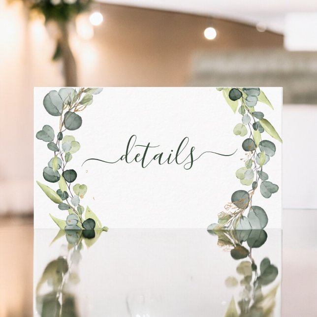Wedding Details Eucalyptus Greenery Succulent Business Card (Creator Uploaded)