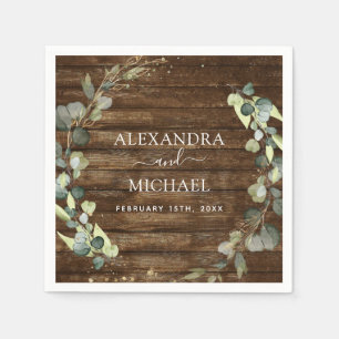 Wedding Details Eucalyptus Rustic Country Greenery Napkin