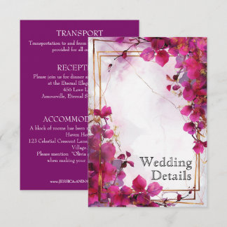 Wedding details Fuchsia Enchantment: Watercolor Enclosure Card