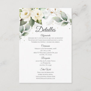 Wedding details greenery eucalyptus in Spanish Enclosure Card