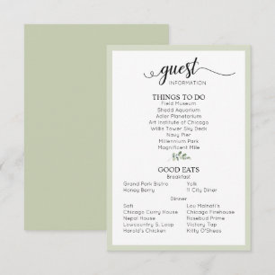 Wedding Details Guest Information Sage Green  Enclosure Card