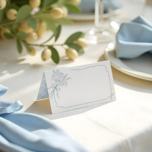 Wedding Details Hand Drawn Bow & Ribbon Bouquet Place Card