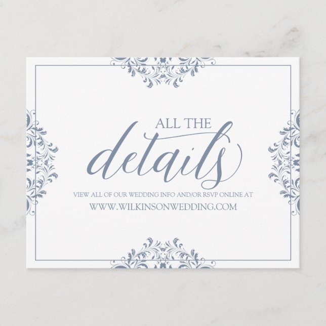 Wedding Details / Info Card | Nadine (Dusty Blue) (Front)