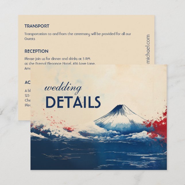 Wedding details Japonesque Harmony with Fuji Enclosure Card (Front/Back)