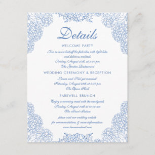 Wedding Details Modern Hydrangea Dusty Blue Floral Enclosure Card