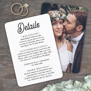 Wedding Details • Photo and Elegant Retro Script Enclosure Card