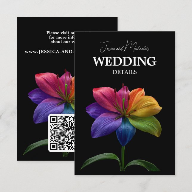 🌈 Wedding Details QR code  Enclosure Card (Front/Back)
