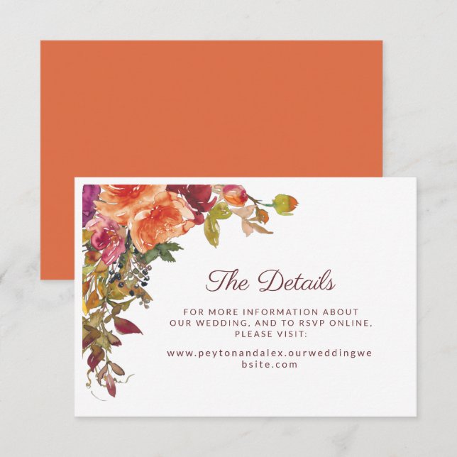 Wedding Details RSVP Website Your Text Enclosure Card (Front/Back)