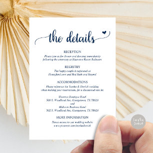 Wedding Details, Rustic Script  Enclosure Card