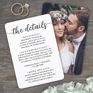 Wedding Details • Stylish Simple Script and Photo Enclosure Card