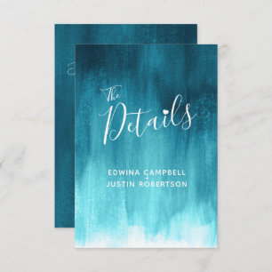 Wedding details teal blue green art enclosure card