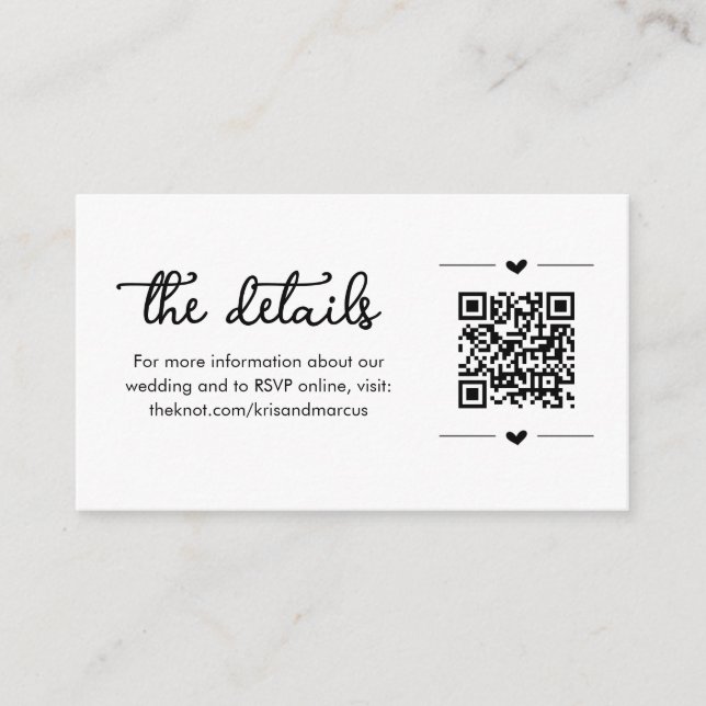 Wedding Details w QR Code Enclosure Card (Front)