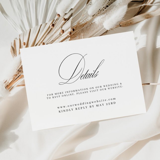 Wedding Details Website Elegant Calligraphy Enclosure Card (Wedding Details Website Elegant Calligraphy Enclosure Card)