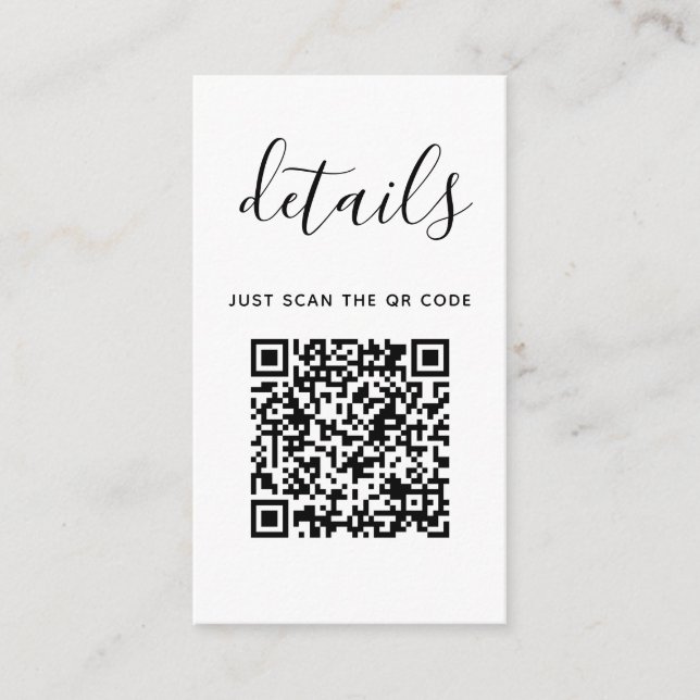 Wedding Details with QR Code | Minimalist Modern  Enclosure Card (Front)