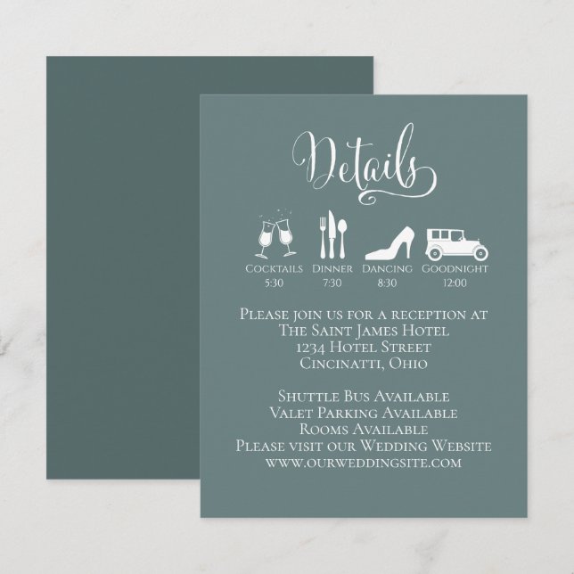 Wedding Details with Timeline Insert Green (Front/Back)