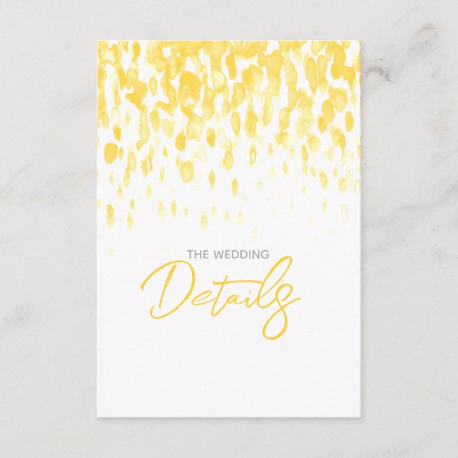Wedding details yellow cascade art enclosure card (Front)