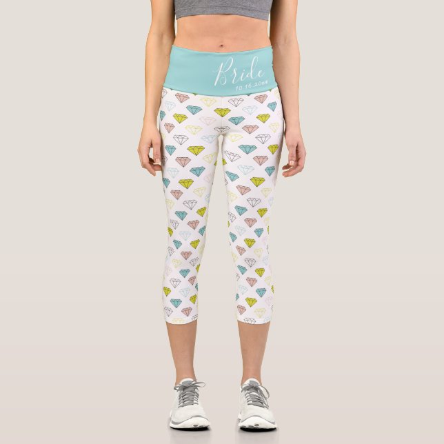 Wedding Diamond Chic Modern Bride Personalized Capri Leggings (Front)
