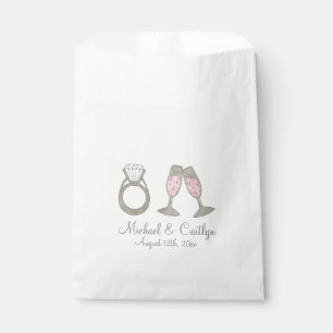 Wedding Diamond Ring Pink Champagne Bridal Shower Favour Bag