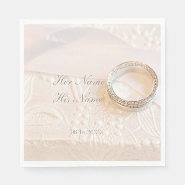Wedding Diamonds Ring Jewellery Napkin (Front)