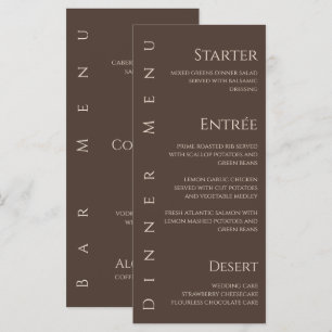 Wedding Dinner and Bar Menu-Country Brown Menu
