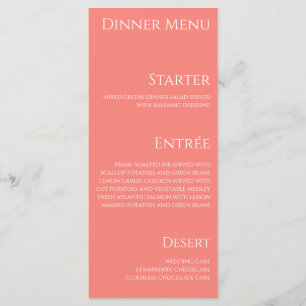 Wedding Dinner and Bar Menu-Pink Coral- Menu