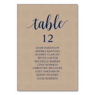 Wedding Dinner, Brown Kraft Seating Chart Table Nu Number