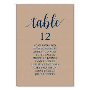 Wedding Dinner, Brown Kraft Seating Chart Table Nu Table Number
