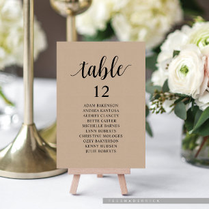 Wedding Dinner, Brown Kraft Seating Chart Table Number