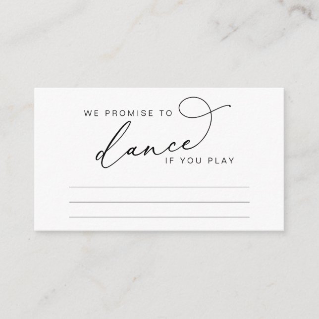 Wedding Dinner Dancing Music Suggestion Enclosure Card (Front)