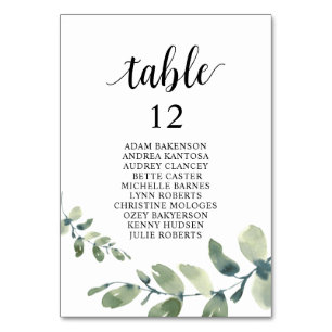 Wedding Dinner, Eucalyptus Guests Seating Chart  T Table Number