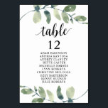 Wedding Dinner, Eucalyptus Guests Seating Chart Table Number<br><div class="desc">Wedding Dinner Guest Seating Table Chart Card,  Modern Greenery Eucalyptus themes.
Customise the text and / or remove and fill in with your wedding party themed.</div>