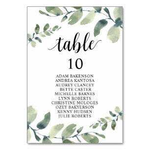 Wedding Dinner, Eucalyptus Guests Seating Chart Table Number