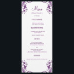 Wedding Dinner Menu Cards | Eggplant Damask Style<br><div class="desc">Modern and elegant design printed Eggplant Purple Damask Wedding Dinner Menu Cards that can be customized with your text. Check out the Graphic Art Design store for other products that match this design!</div>