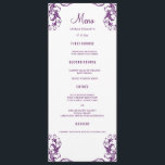 Wedding Dinner Menu Cards | Eggplant Damask Style<br><div class="desc">Modern and elegant design printed Eggplant Purple Damask Wedding Dinner Menu Cards that can be customized with your text. Check out the Graphic Art Design store for other products that match this design!</div>