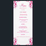 Wedding Dinner Menu Cards | Fuchsia Damask<br><div class="desc">Modern and elegant design printed Fuchsia Damask Wedding Dinner Menu Cards that can be customized with your text. Check out the Graphic Art Design store for other products that match this design!</div>