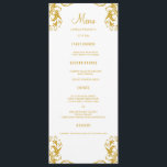 Wedding Dinner Menu Cards | Gold Damask Style<br><div class="desc">Modern and elegant design printed Gold Damask Wedding Dinner Menu Cards that can be customized with your text. Check out the Graphic Art Design store for other products that match this design!</div>
