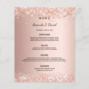 Wedding dinner menu rose gold blush