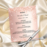 Wedding dinner menu rose gold glitter budget<br><div class="desc">Please note that this menu is on flyer paper and very thin. Envelopes are not included. For thicker menus (same design) please visit our store. 

An elegant wedding menu.  Rose gold gradient background,  decorated with faux glitter dust.   Personalize and add your names,  date and the wedding menu.</div>