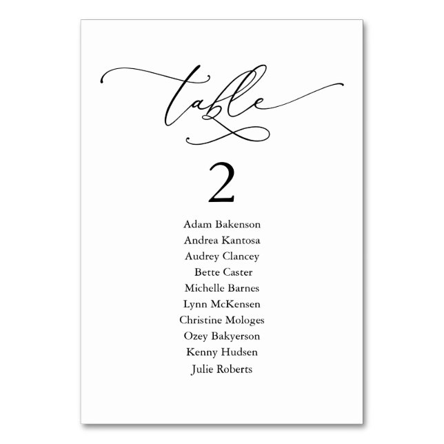 Wedding Dinner, Modern Guest Seating Chart and  Table Number (Front)