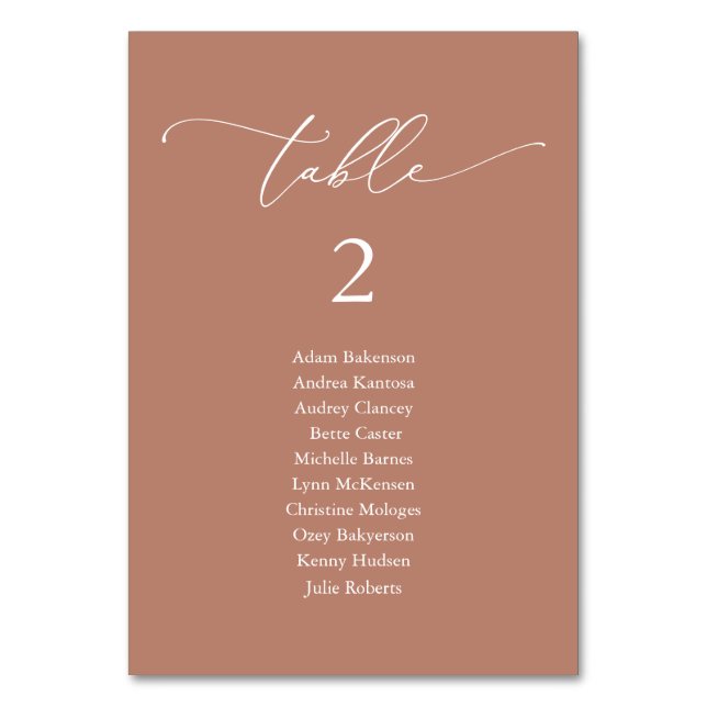 Wedding Dinner, Modern Guest Seating Chart Table Number (Front)