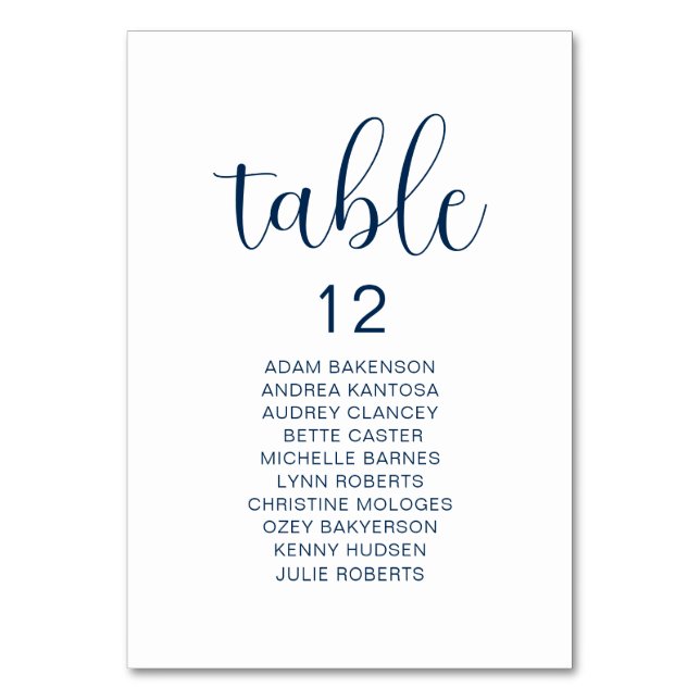 Wedding Dinner, Modern Guests Seating Chart Table Number (Front)