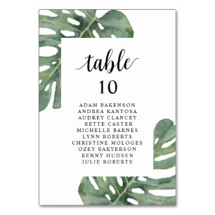 Wedding Dinner,  Monstera Guests Seating Chart Tab Table Number