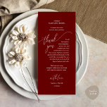 Wedding Dinner Place Setting Modern Thank You Card<br><div class="desc">Introducing the perfect finishing touch to your wedding reception - our elegant aesthetic burgundy red Wedding Thank You Place Setting Cards, with card title "Thank you" ! Designed to express your heartfelt appreciation for each guest's presence on your special day, these cards are the ideal way to add a personal...</div>