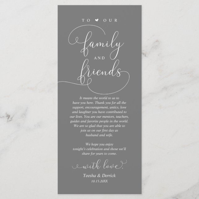 Wedding Dinner, Place Setting Thank You Card (Front)