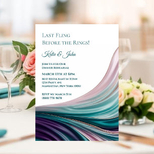 Wedding-Dinner Rehearsal-Modern Teal & Blush Silk Invitation
